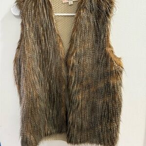 Pink Republic Feather Tan And Brown Vest Size L
